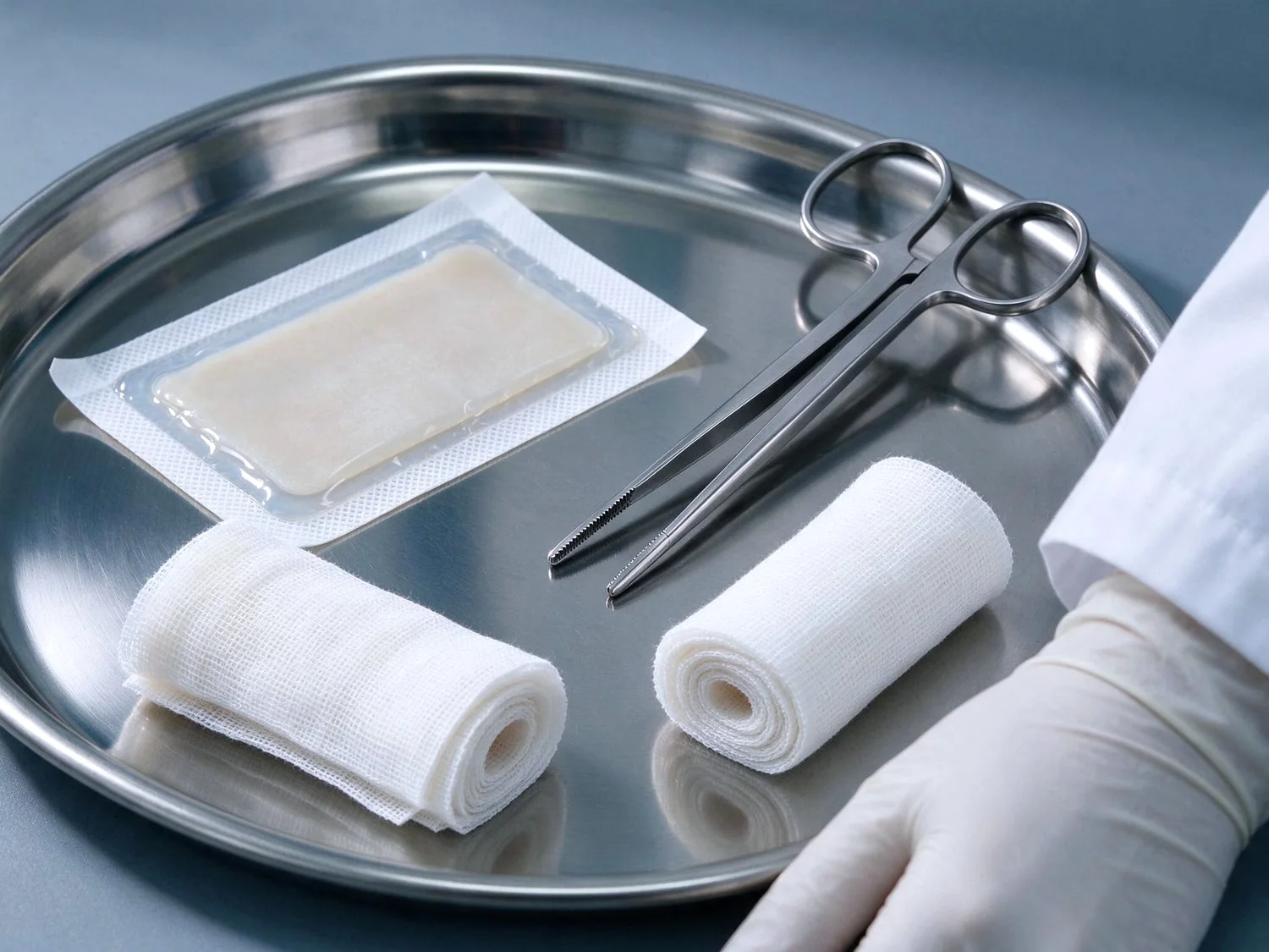 Sterile Wundversorgungsmaterialien und chirurgische Pinzetten
